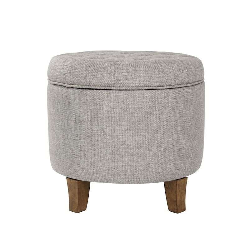 Carson Carrington Hare Button-tufted Round Storage Ottoman