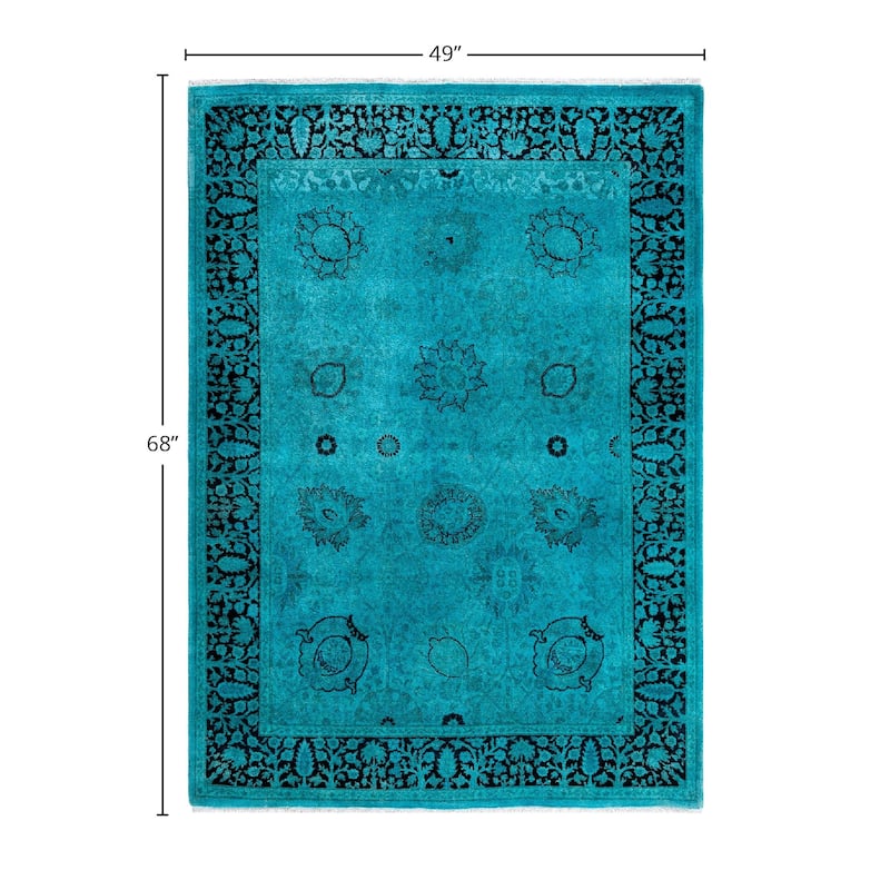Contemporary Overdyed Wool Hand Knotted Area Rug - 4' 1" x 5' 8"