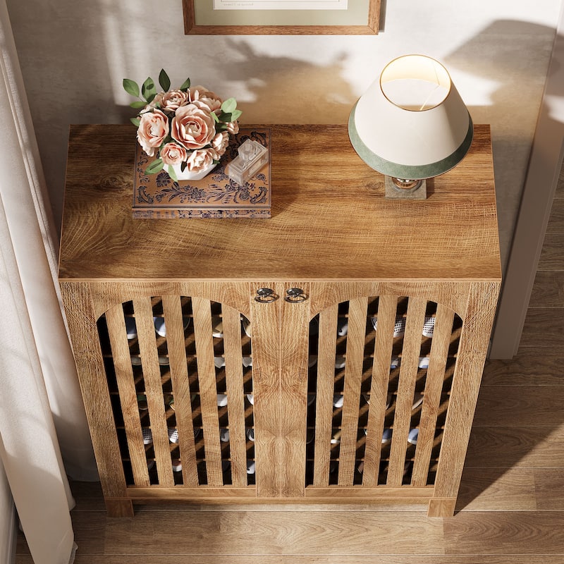 Shoe Cabinet with Louver Doors, 6-Tier Adjustable Shoe Storage Cabinet