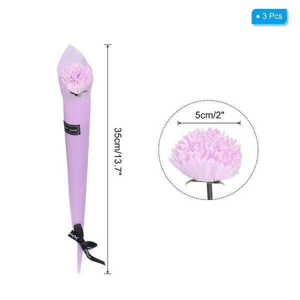 Artificial Carnation Flower, 3Pcs Faux Flower 35cmx5cm for Valentine's