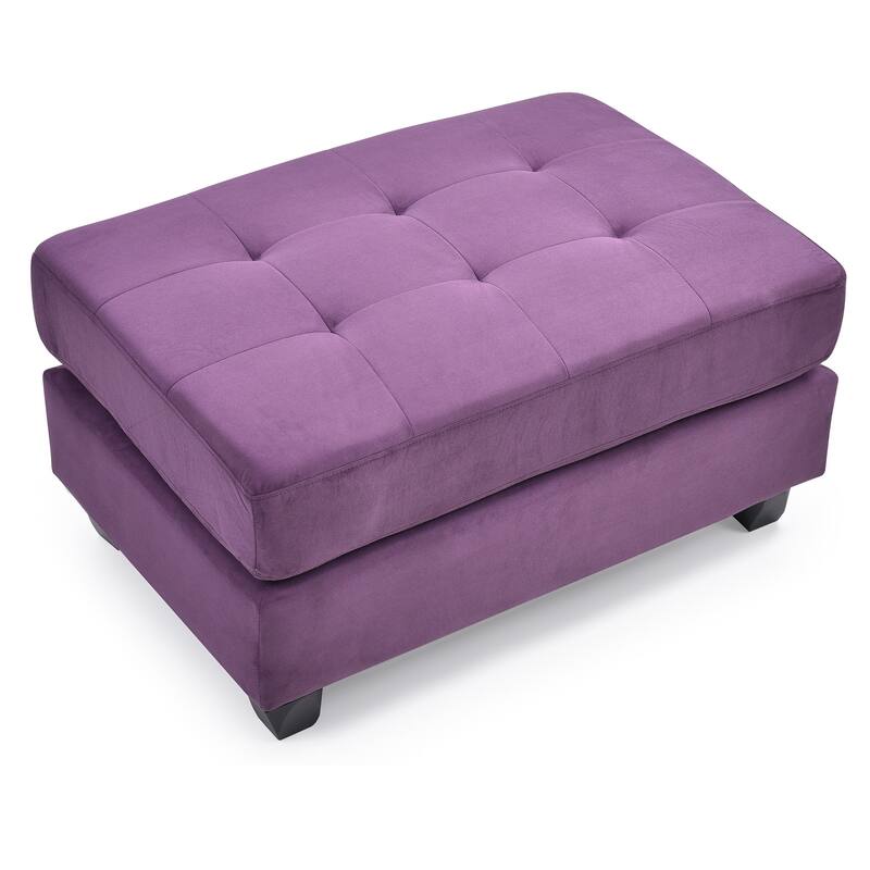 Upholstered Tufted Ottoman - 38" - Purple