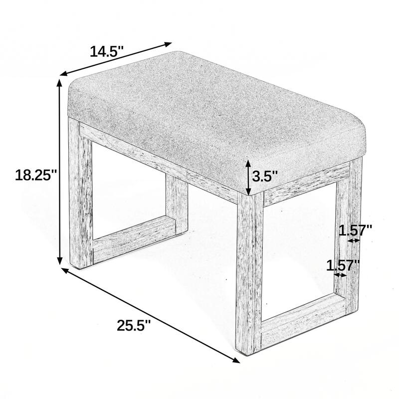 Bench with a Wooden Frame - Beige
