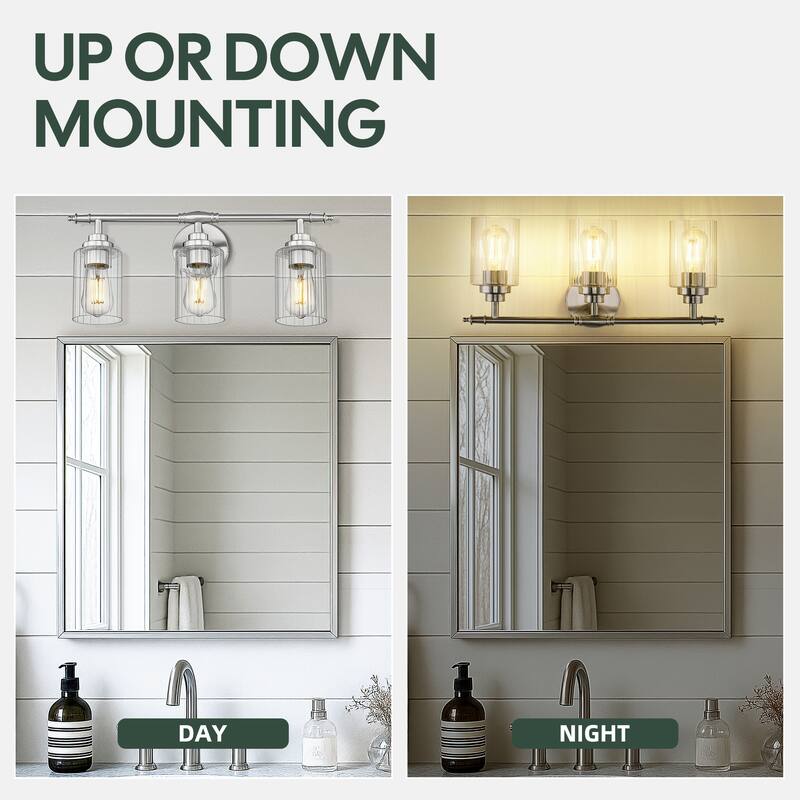 3-Light Brushed Nickel Bathroom Vanity Light