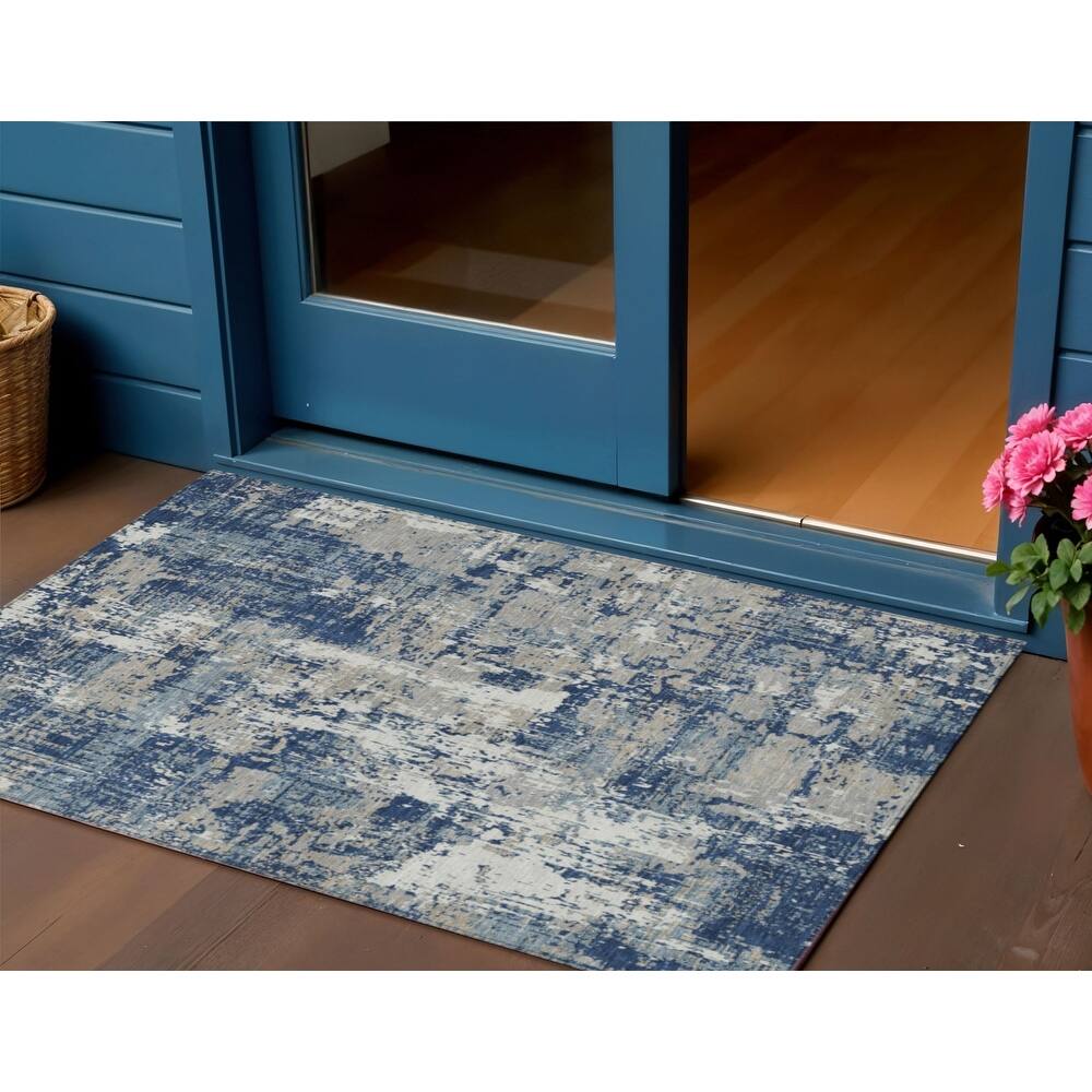 HomeRoots Abstract Transitional Rectangle Outdoor Rug
