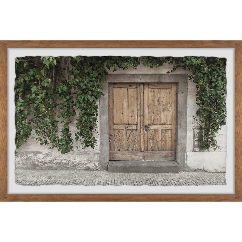 Old Wooden Door Framed Wall Art, Elegant Home Touch - Sophisticated Artwork for Refined Décor