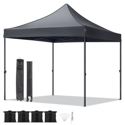 10x10 Pop Up Canopy Tent Waterproof Outdoor Canopy with Roller Bag and 4 Sand Bags - N/A
