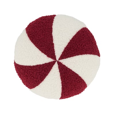 Winter Refresh Peppermint Candy Poly Filled Throw Pillow