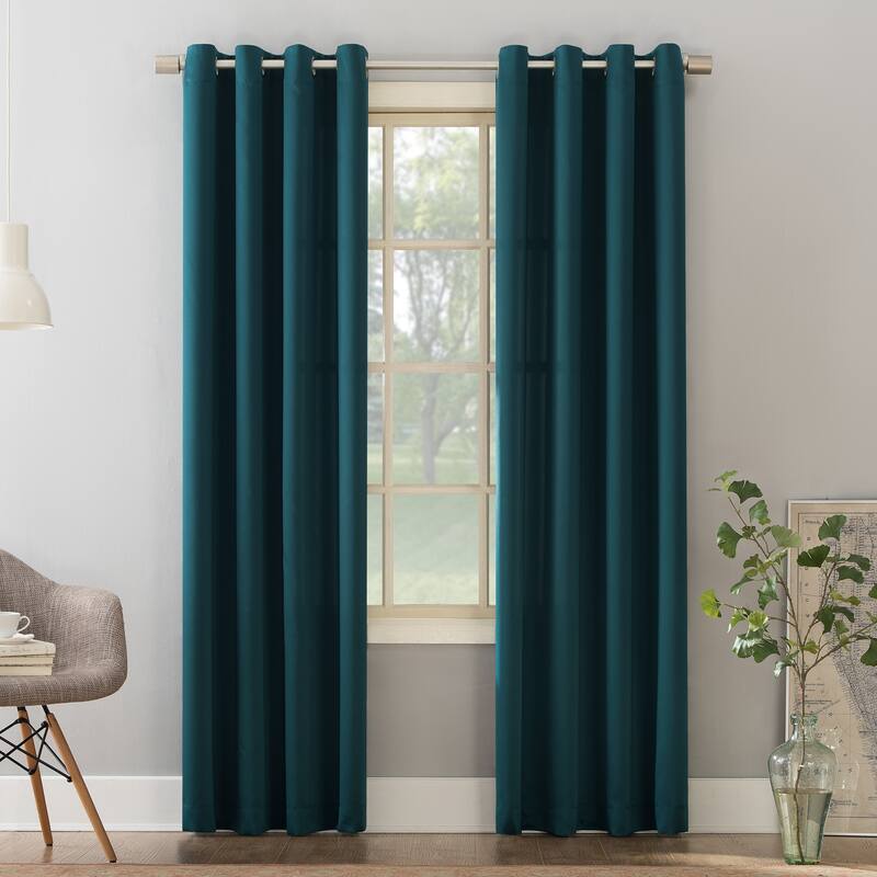 Porch & Den Nantahala Room Darkening Grommet Curtain Panel, Single Panel - 54 x 54 - Teal
