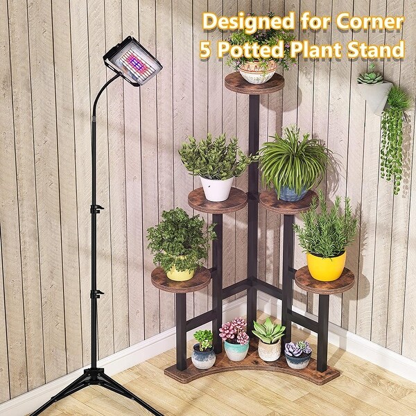 6-Tier Corner Plant Stand, Wood/Steel, Farmhouse - Bed Bath