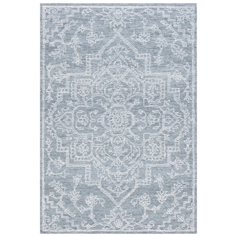 SAFAVIEH Handmade Micro-Loop Berivan Medallion Wool Rug - 4' x 6' - Grey/Ivory