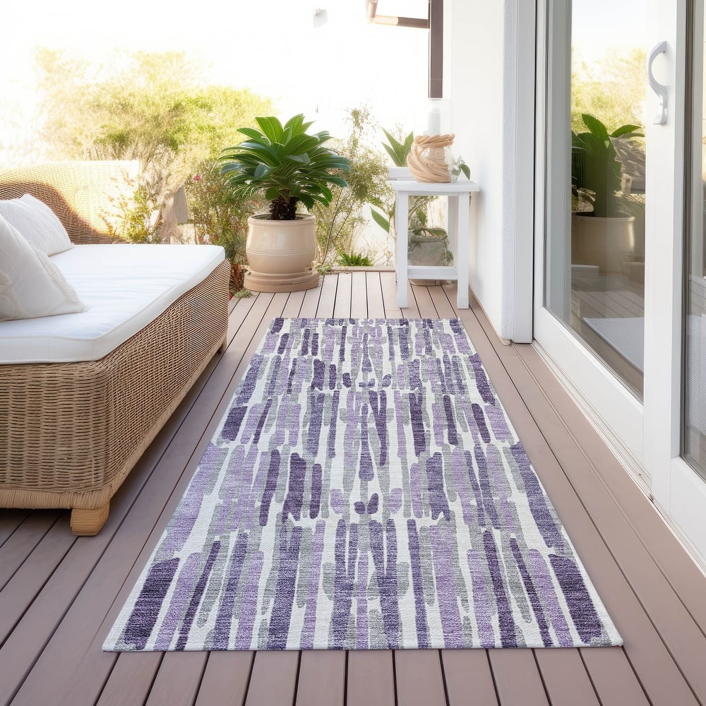 Machine Washable Indoor/ Outdoor Chantille Abstract Watercolor Rug