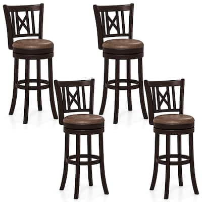 Gymax Set of 4 Bar Stools 30'' Swivel Bar Chairs w/ Footrest Hollowed