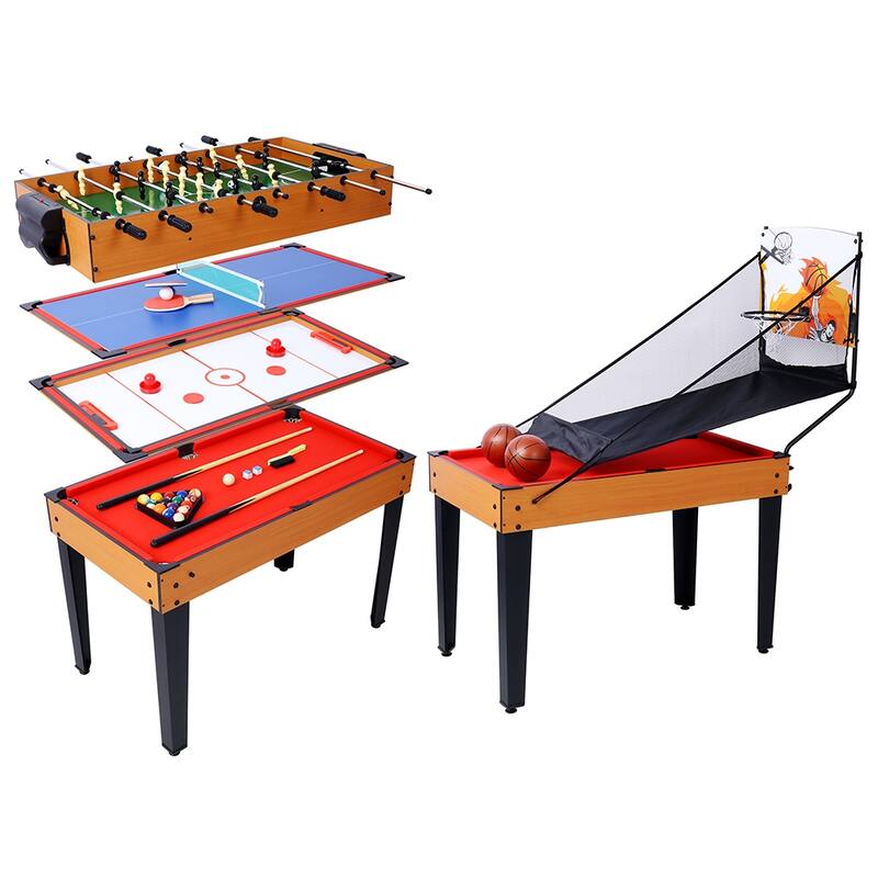 5 in 1 Multi Game Table, Combo Game Table, Game Room, Friends & Family - 43"W - Red