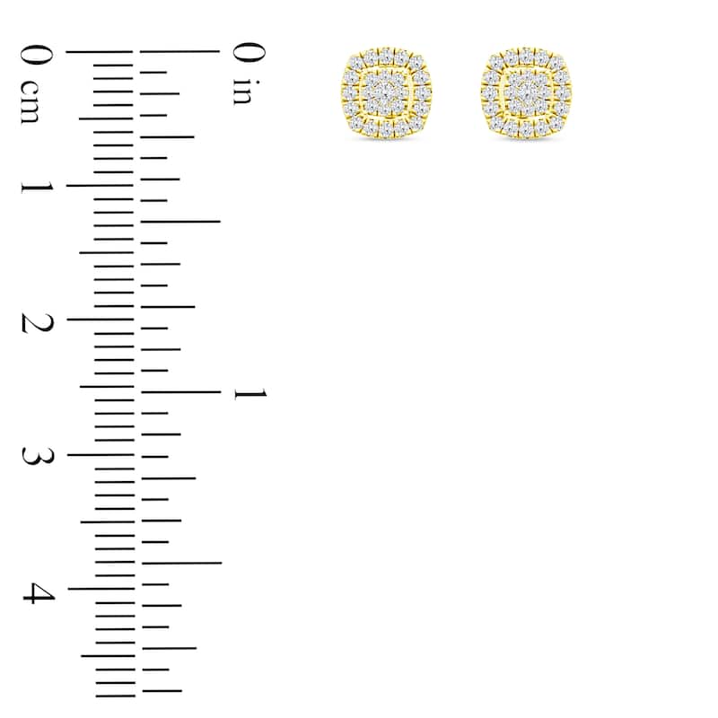 1/4ct TDW Diamond Halo Cluster Stud Earrings in 10K Yellow Gold for Women