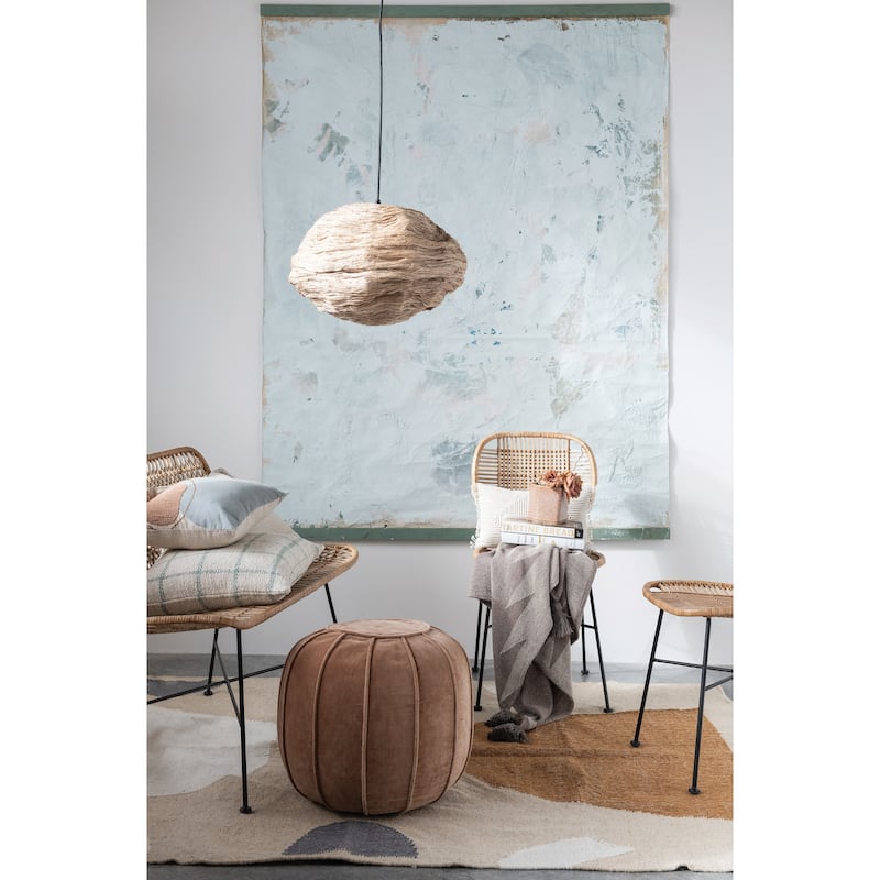 Collapsible Banana Fiber Ceiling Light - 18.0"L x 18.0"W x 15.3"H