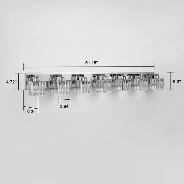 dimension image slide 1 of 4, 6/7 Light Bathroom Vanity Light Wall Sconce with Crystal Shade