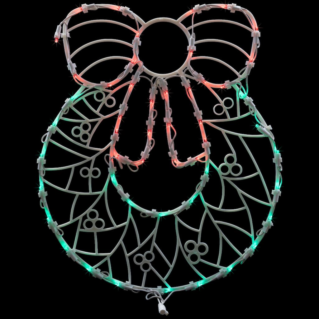 16" Red Green LED Wreath Christmas Window Silhouette Decoration