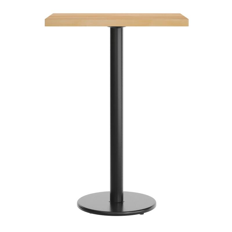 Rectangular Solid Wood Commercial Tabletop with 18" Round Bar Height Base - 24"W x 30"D x 42"H