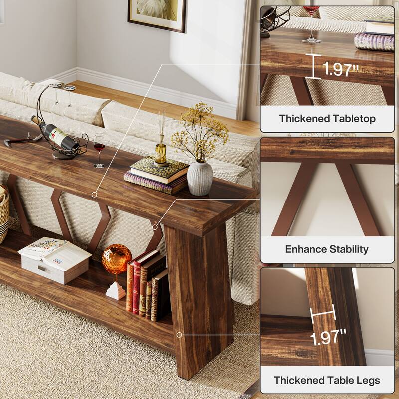 70.86-Inch Console Table, Wood Entryway Table with Storage, Couch Side Foyer Hallway Accent Table for Living Room, Entrance