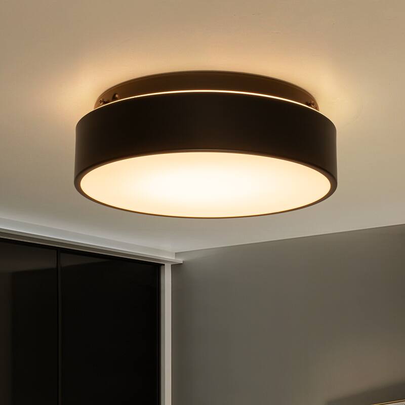 Dimmable LED Flush Mount Ceiling Light with 5-Color Temperature Selectable - 11.4 in W × 3.7 in H