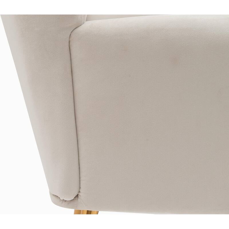 Modern Chic Mid-Century Velvet Accent Armchair Button-Tufted Wingback Design with Gold Flared Legs