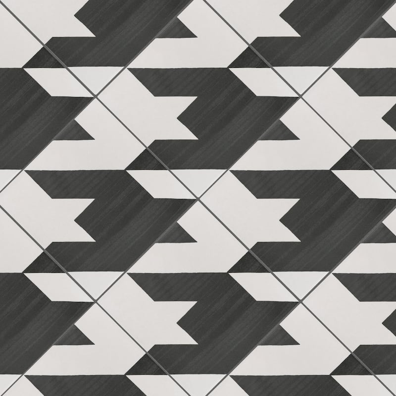 Merola Tile Caprice Tweed Black and White 7-7/8" x 7-7/8" Porcelain Floor and Wall Tile