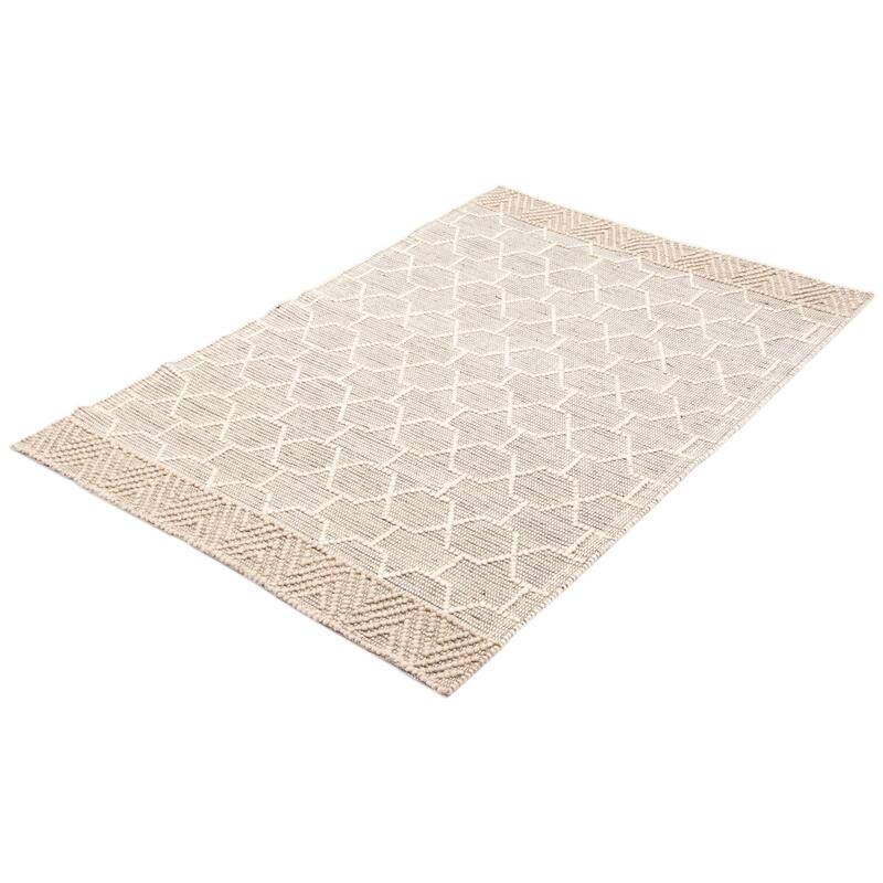 ECARPETGALLERY Braid weave Sienna Grey Wool Rug - 4'11 x 7'8