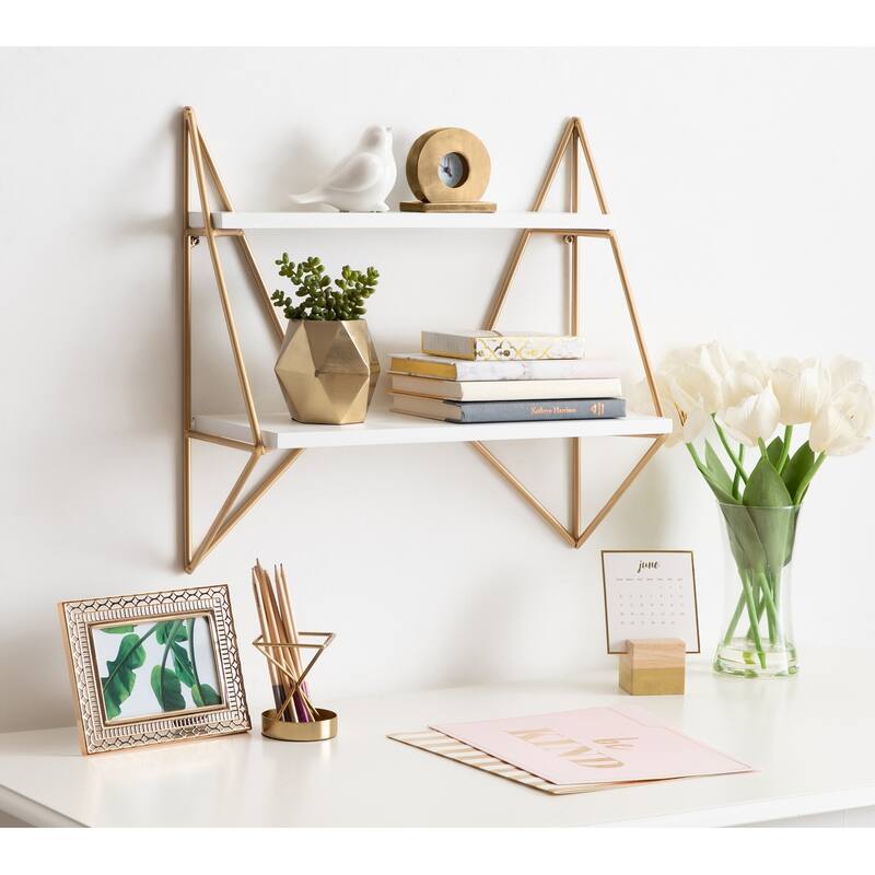 Kate and Laurel Melita Modern Two-Tier Floating Wall Shelf - 2 Shelves