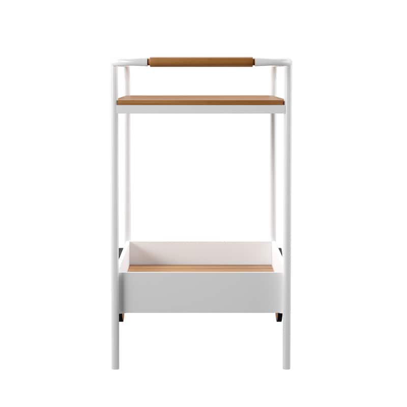SEI Furniture Randy Natural Acaia Wood Outdoor Bar Cart w/ Storage