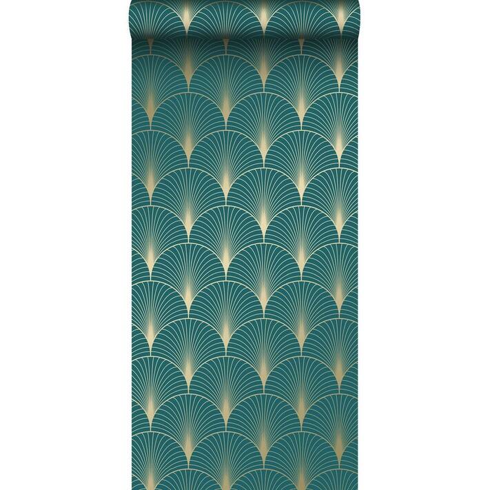 ESTA Home Lempicka Teal Art Deco Motif Wallpaper