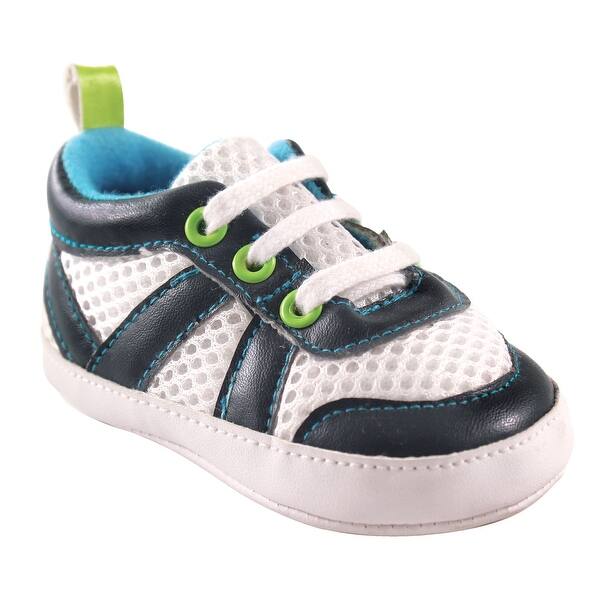 slide 1 of 1, Luvable Friends Baby Boy Crib Shoes, Navy Blue 0-6 Months - Navy Blue