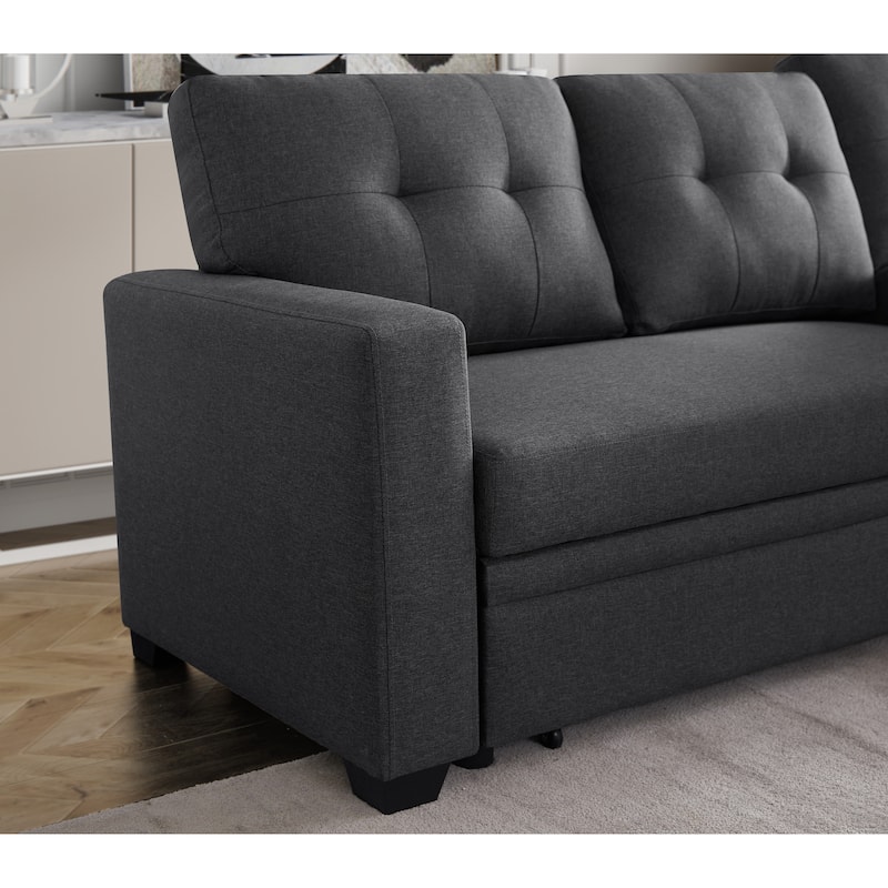 Convertible Upholstered Sectional Sofa With Pull-Out Chaise