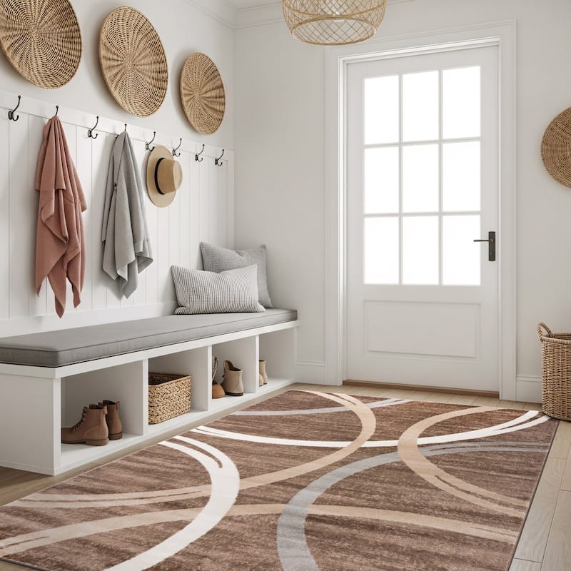 World Rug Gallery Contemporary Abstract Circles Design Area Rug