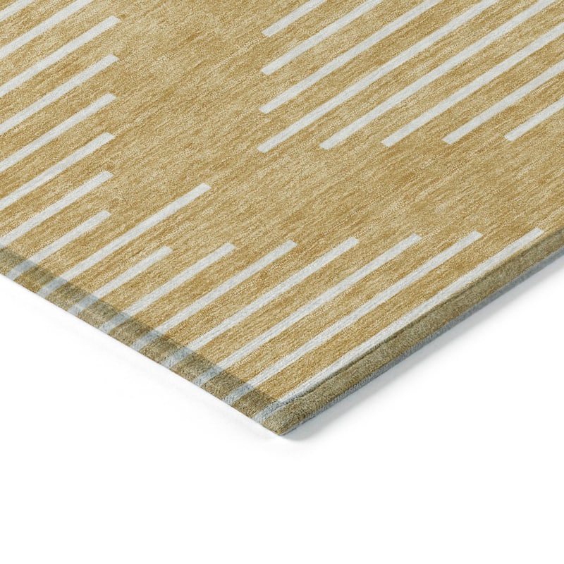 Machine Washable Indoor/ Outdoor Modern Stripe Chantille Rug
