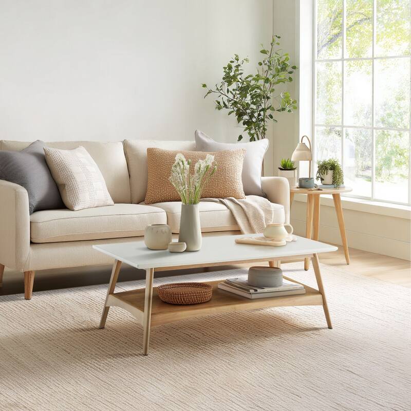 Madison Park Avalon Coffee Table - Off-White/Natural