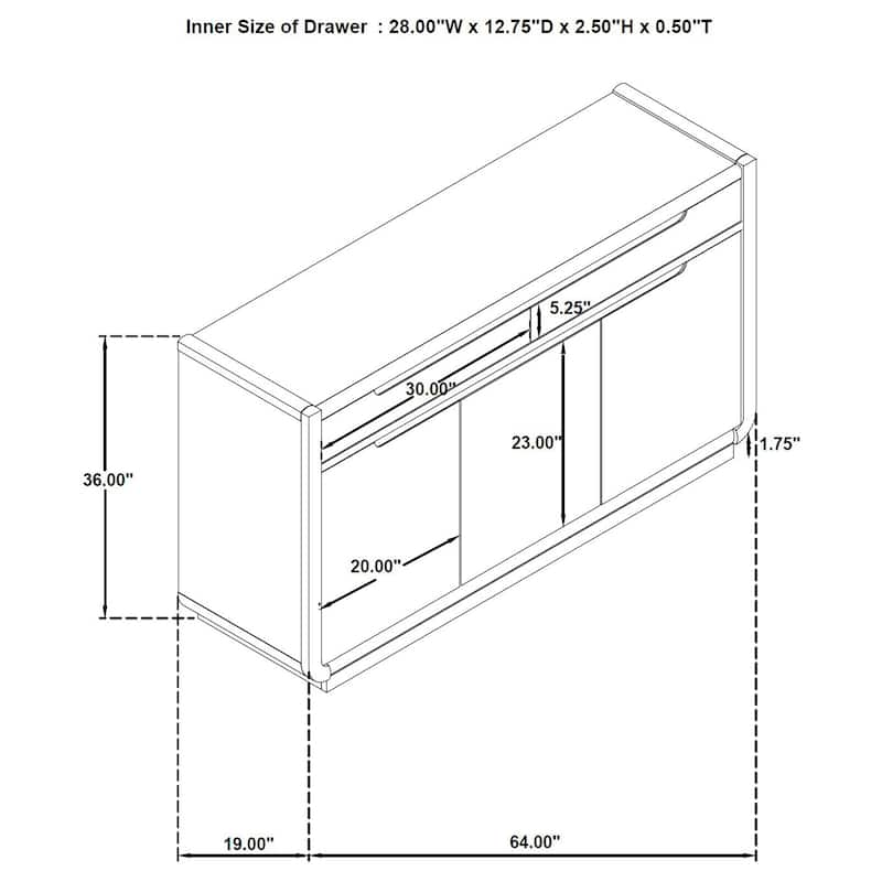 Leandro 2-drawer Dining Sideboard Server Burnished Black - 64" x 19" x 36"