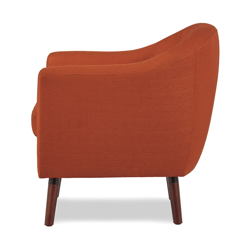 Retro Style Fabric Accent Chair with Cherry Finished Legs