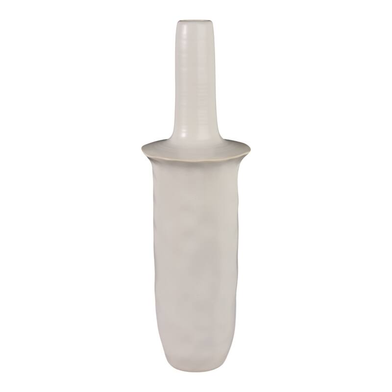 Decorative Vase - Ivory Ceramic Unique Flared Top