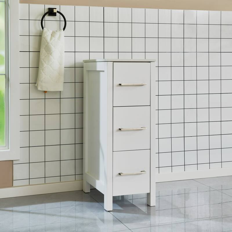 Vanity Art 12" Narrow Bathroom Side Storage Cabinet with Engineered Marble Top - 11.8 W x 18.5 D x 29.1 H