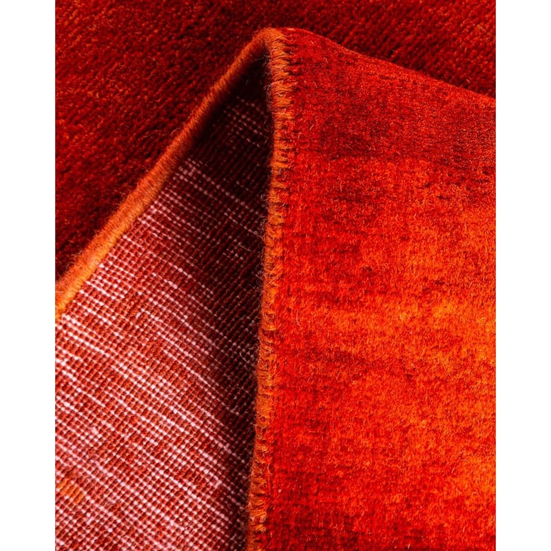 Overton Hand Knotted Wool Vintage Inspired Modern Contemporary Overdyed Orange Runner Rug - 3' 1" x 22' 8"