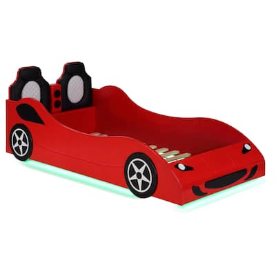 Cruiser Wood Upholstered Twin LED Car Platform Bed