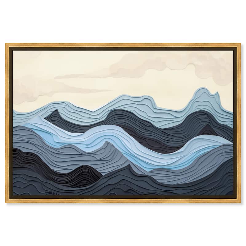 Art Remedy Waverly Framed Blue Abstract 1 Piece Canvas Wall Art - 31 x 21 - Gold