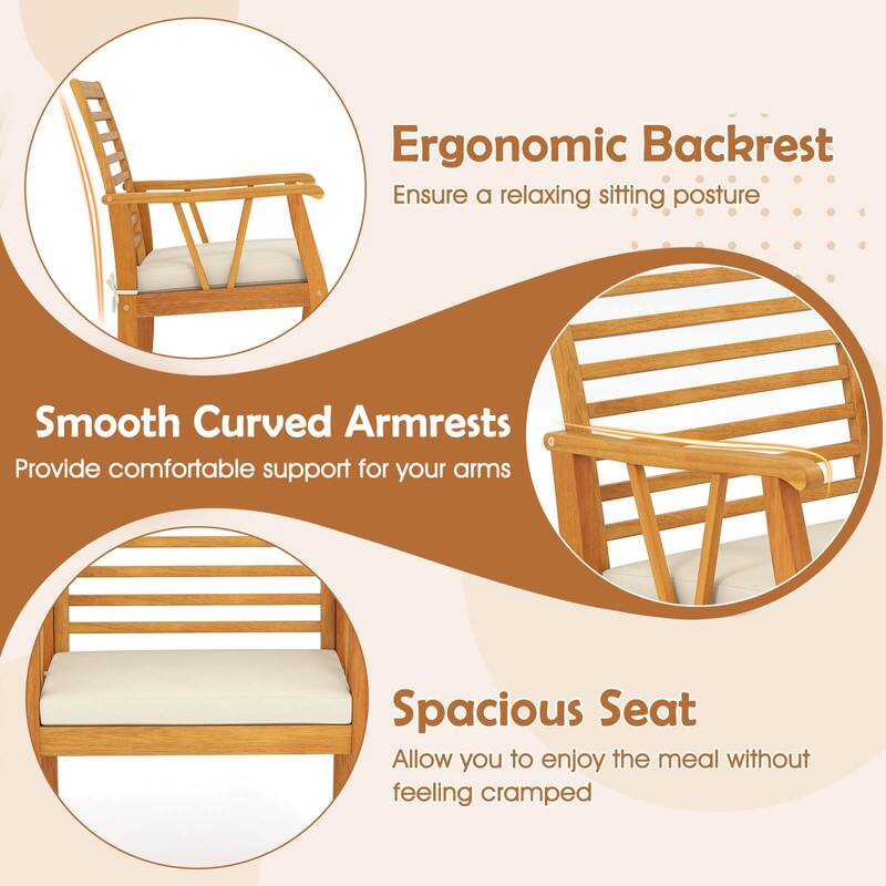 Costway 7 PCS Patio Dining Set Acacia Wood Table and Chairs Set with - See Details