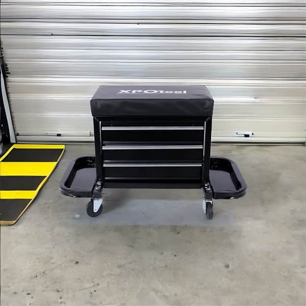 350Pound Capacity Garage Glider Rolling Tool Chest Seat Bed Bath