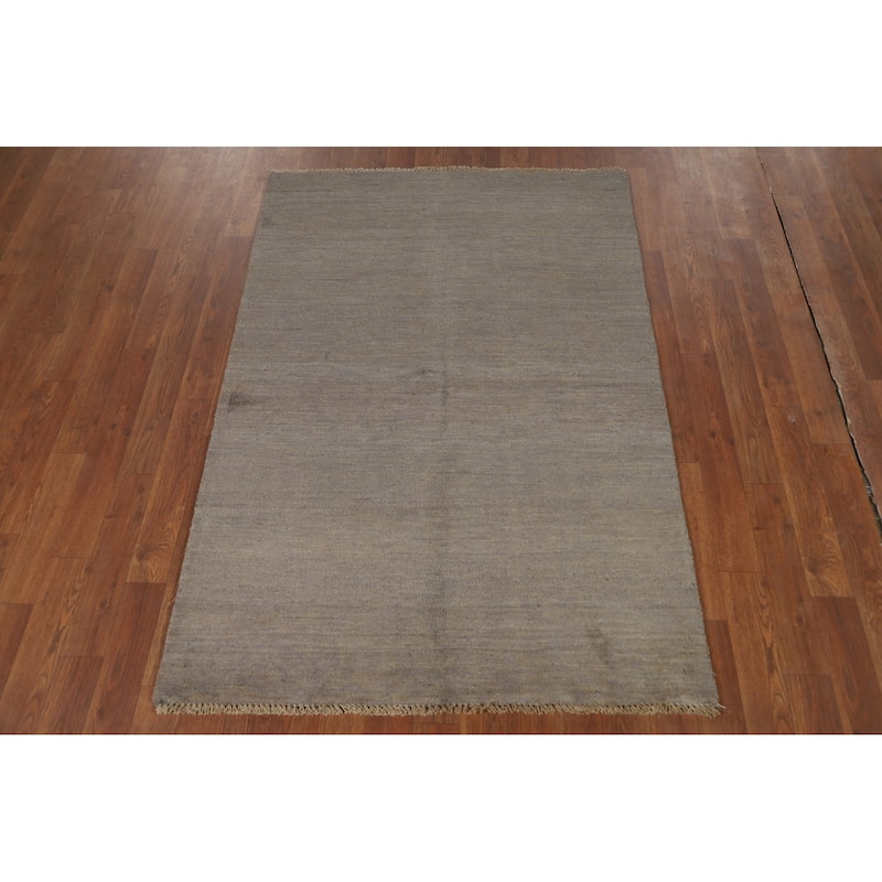 Gray & Beige Gabbeh Modern Foyer Rug Handmade Wool Carpet - 3'4"x 4'10"