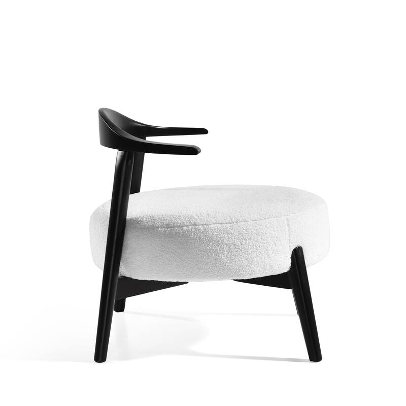Roomfitters Modern Accent Lounge Chair, Cozy Sherpa Upholstered Seating, White