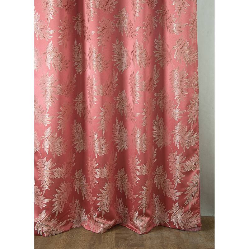 Gracewood Hollow Bao Textured Floral Jacquard Single Rod Pocket Curtain Panel w/ Attached 18-inch Valance - 54 x 84 in.