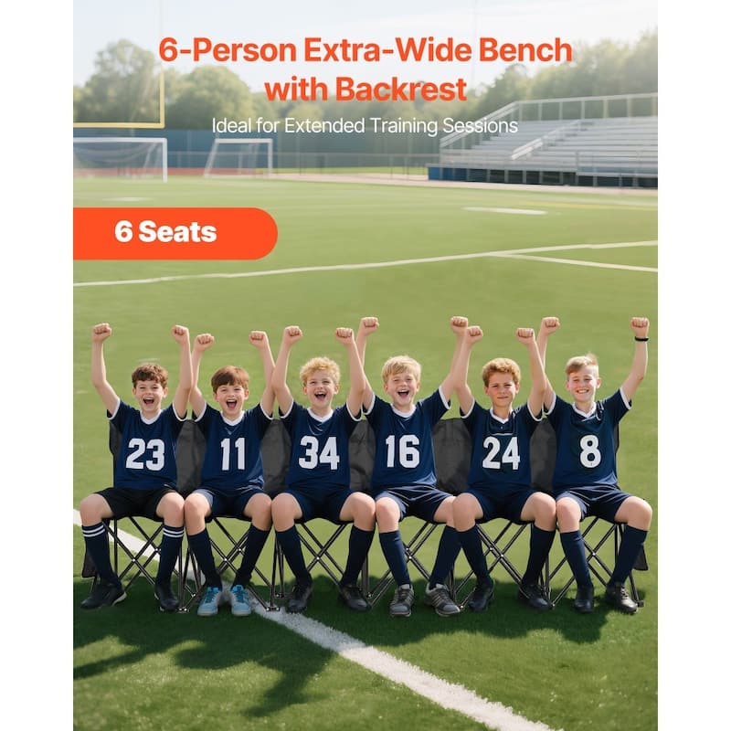 Foldable Team Bench with 600D Oxford Fabric Sturdy Iron Frame for Sports and Outdoor Use