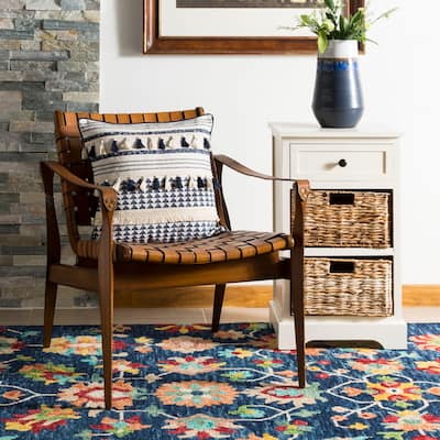 SAFAVIEH Enya Navy/ Cream Textured Geometric 16-inch Decorative Pillow