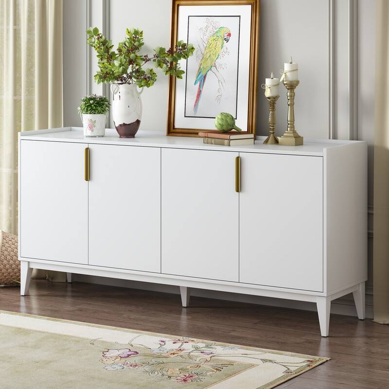 Storage Cabinet Sideboard Wooden Cabinet with 4 Doors for Hallway, Entryway, Living Room, Bedroom, Adjustable Shelf